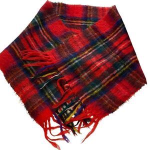 Vintage EUC St Michael Royal Stewart Mohair Wool Shawl Colorful British 1970s